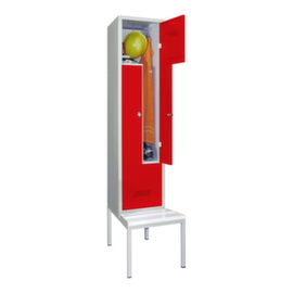 PAVOY Armoire vestiaire Z Basis avec banc + 2 compartiments, largeur de compartiment 400 mm