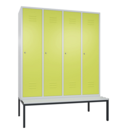 C+P Armoire vestiaire avec banc Classic avec 4 compartiments, largeur de compartiment 400 mm