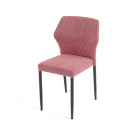 VEBA Chaise capitonnée Essentials Louis, assise tissu velours (100 % polyester), rose