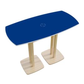 Paperflow Table haute en forme de fût Woody, largeur x profondeur 1140 x 750 mm, panneau bleu