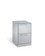 C+P Armoire pour dossiers suspendus avec poignées étrier, 2 extensions, RAL9006 aluminium blanc/RAL9006 aluminium blanc