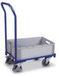 VARIOfit Chariot avec barre de poussée ESD pour bac norme Europe, force 250 kg, plateau longueur x largeur 605 x 410 mm  S