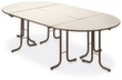 Table pliante semi-ronde combinable, Ø 1400 mm, panneau cerisier