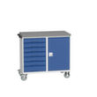 bott poste de travail mobile verso, 7 tiroirs, 1 armoire, RAL7035 gris clair/RAL5010 bleu gentiane