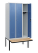 C+P Armoire vestiaire Classic Plus avec banc, largeur de compartiment 300 mm  S