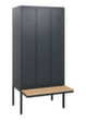 C+P Armoire vestiaire Classic Plus avec banc, largeur de compartiment 300 mm