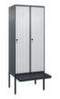 C+P Armoire vestiaire avec banc Classic Plus pour une séparation en noir et blanc, largeur de compartiment 400 mm