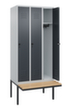 C+P Armoire vestiaire Classic Plus avec banc, largeur de compartiment 300 mm  S