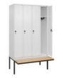 C+P Armoire vestiaire Classic Plus avec banc, largeur de compartiment 300 mm  S