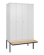 C+P Armoire vestiaire Classic Plus avec banc, largeur de compartiment 300 mm