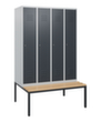 C+P Armoire vestiaire Classic Plus avec banc, largeur de compartiment 300 mm