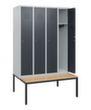 C+P Armoire vestiaire Classic Plus avec banc, largeur de compartiment 300 mm  S