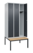 C+P Armoire vestiaire Classic Plus avec banc, largeur de compartiment 300 mm  S