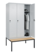 C+P Armoire vestiaire Classic Plus avec banc, largeur de compartiment 400 mm  S