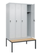 C+P Armoire vestiaire Classic Plus avec banc, largeur de compartiment 300 mm  S