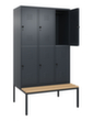 C+P Armoire vestiaire à deux niveaux Classic Plus avec banc, largeur de compartiment 400 mm  S