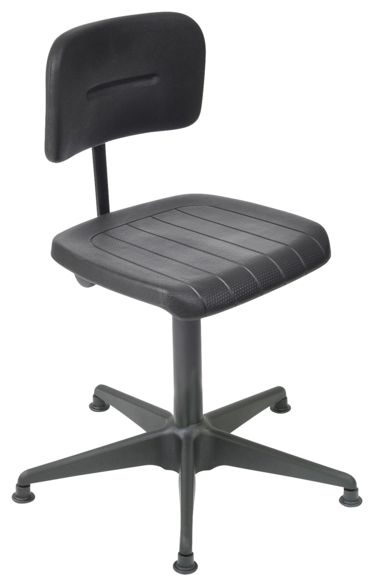 Chaise de travail avec broche, assise mousse PU avec renfort en acier noir, avec patins  ZOOM