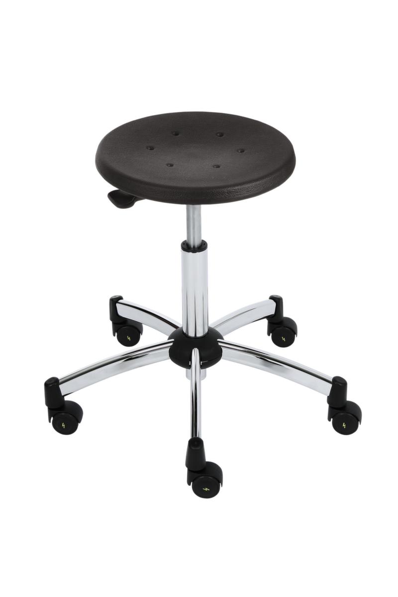 Tabouret pivotant ESD antistatique, assise noir, roulettes  ZOOM