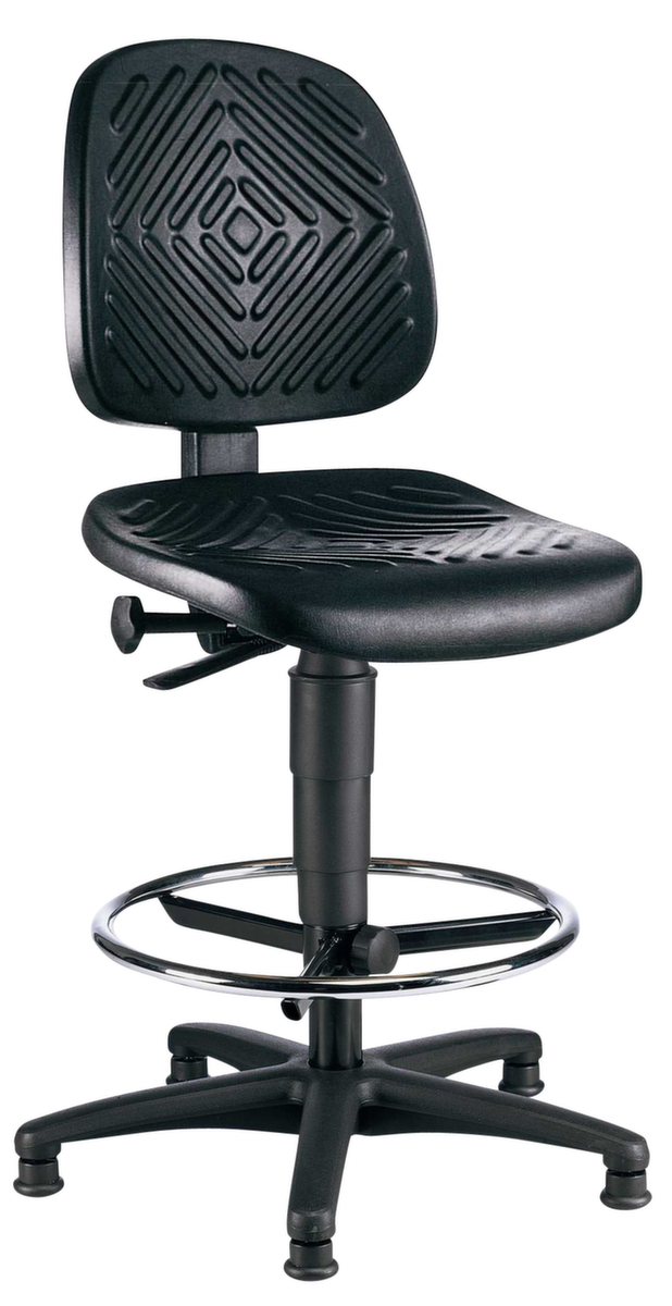 Topstar Siège d'atelier, assise mousse PU noir, avec patins  ZOOM