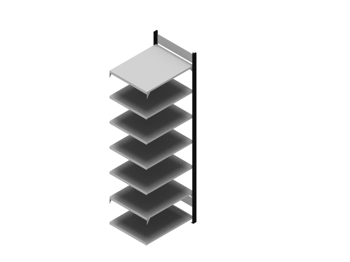 hofe Porte-documents sans vis Zone de fixation pour une utilisation des deux côtés, 7 tablettes, RAL9005 noir foncé/RAL9006 aluminium blanc