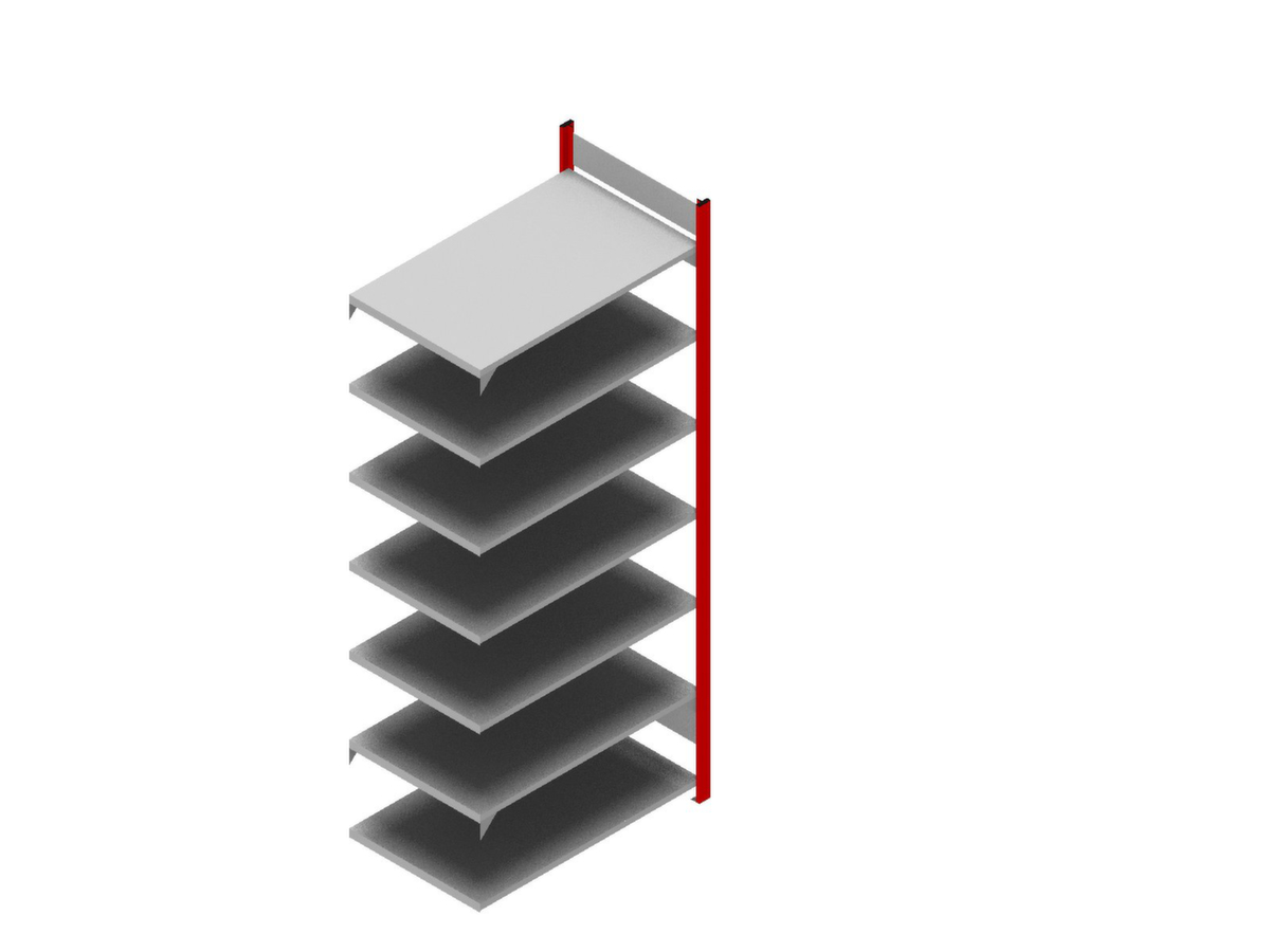 hofe Porte-documents sans vis Zone de fixation pour une utilisation des deux côtés, 6 tablettes, RAL3000 rouge feu/RAL9006 aluminium blanc