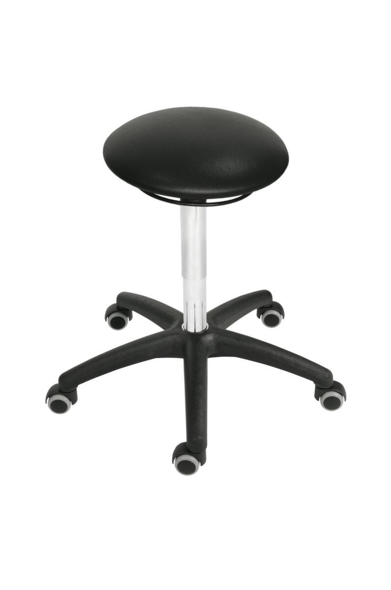 Tabouret pivotant, assise noir, roulettes