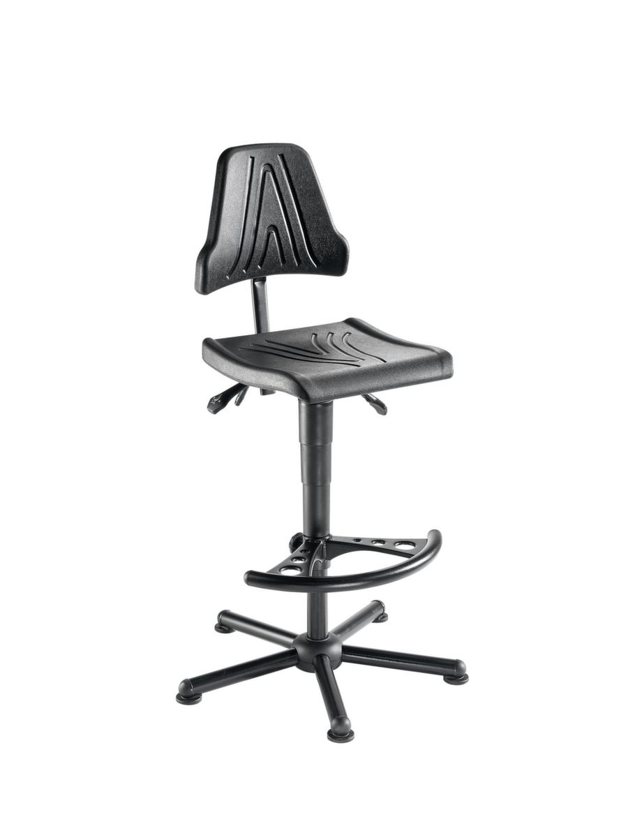 meychair Siège d'atelier haut Workster Allround W9-H-PU-FS7 avec assise PU, assise mousse PU noir, avec patins  ZOOM