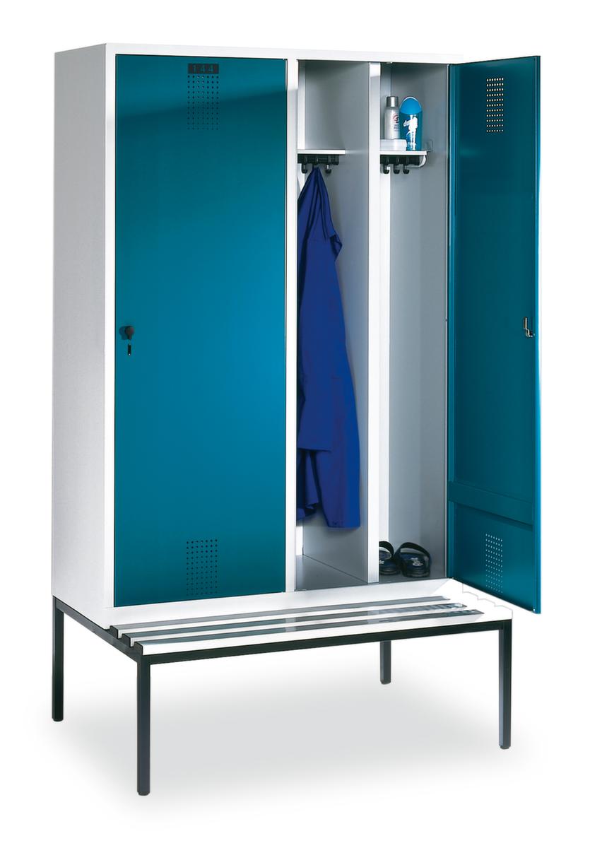 C+P Armoire vestiaire Evolo avec banc intégré + 4 compartiments dont 2 avec 1 porte, largeur de compartiment 300 mm  ZOOM