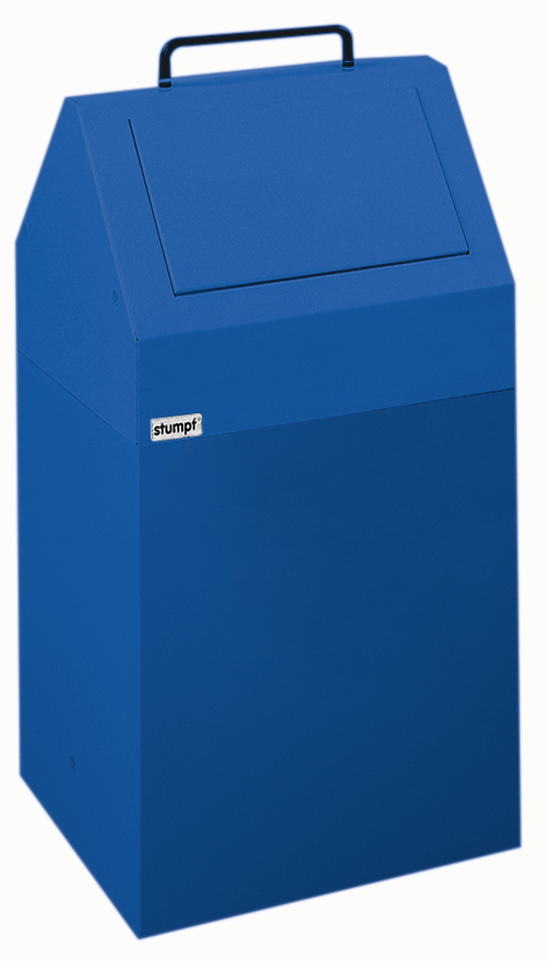 stumpf Conteneur de matériaux recyclables ignifugés, 45 l, RAL5010 bleu gentiane, couvercle RAL5010 bleu gentiane