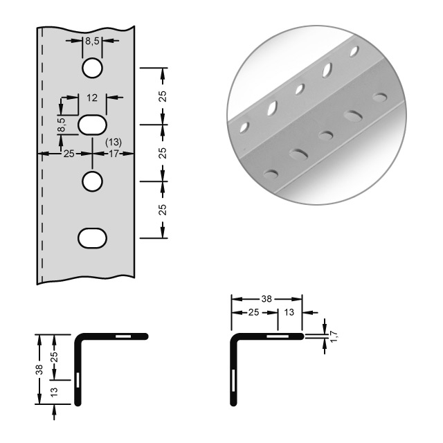 hofe Rack de stockage Profil d'auto-assemblage, longueur 2,5 m, RAL7035 gris clair  ZOOM