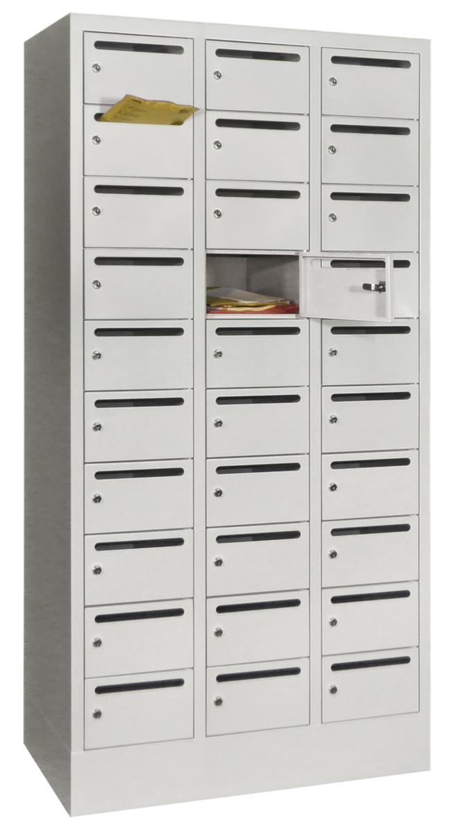 PAVOY Armoire de tri courrier Basis gris clair, 30 compartiments, RAL7035 gris clair/RAL7035 gris clair