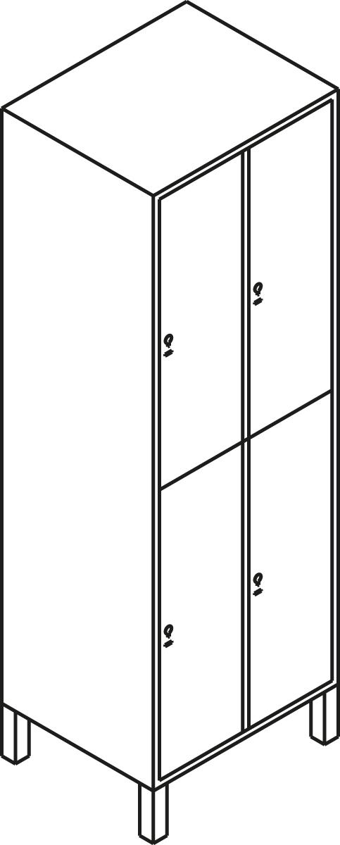 C+P Armoire vestiaire Evolo gris clair avec 2x2 compartiments + avec portes déco Missing translation ZOOM
