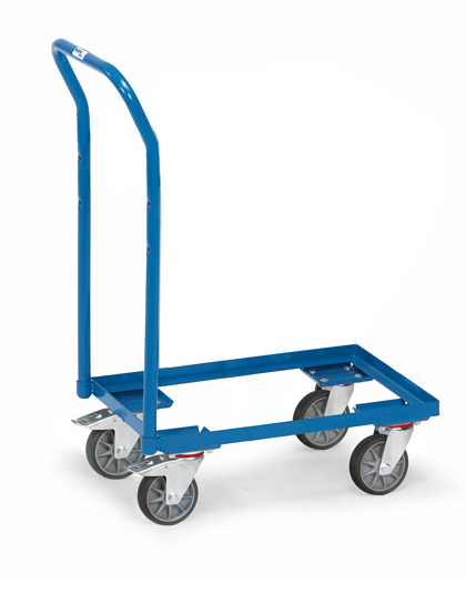 fetra Chariot avec barre de poussée ESD pour bac norme Europe, force 250 kg, plateau longueur x largeur 610 x 410 mm  ZOOM