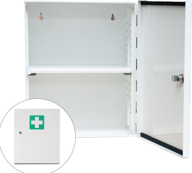 actiomedic Armoire de premiers secours en acier, vide / pour calage selon DIN 13157  ZOOM