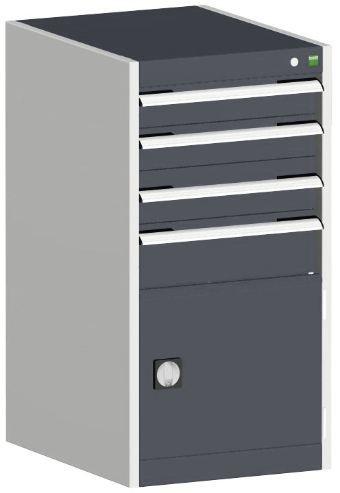 bott Armoire à tiroirs cubio surface de base 525x525 mm, 4 tiroir(s), RAL7035 gris clair/RAL7016 gris anthracite