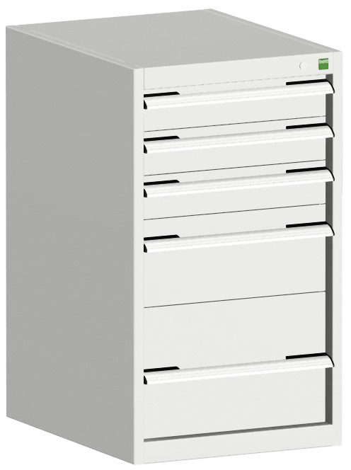 bott Armoire à tiroirs cubio surface de base 525x650 mm, 5 tiroir(s), RAL7035 gris clair/RAL7035 gris clair