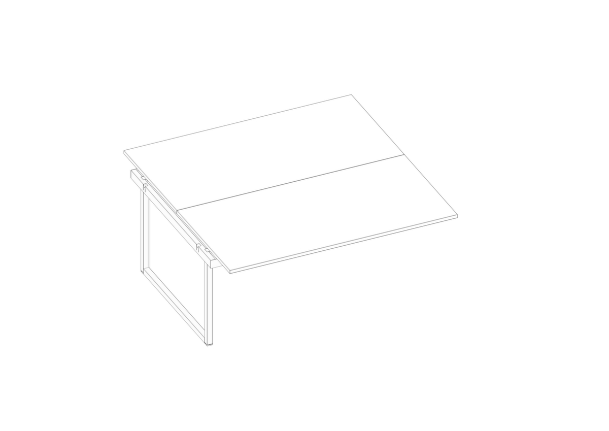 Quadrifoglio Table de rallonge Practika pour bureau Bench avec piètement à patins, largeur x profondeur 1600 x 1600 mm, plaque blanc