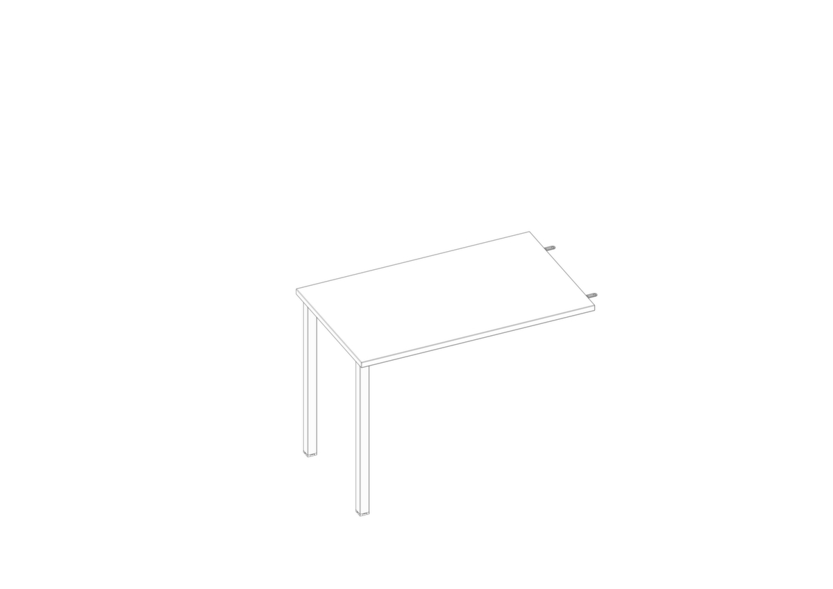 Quadrifoglio Table de rallonge à hauteur réglable Practika pour bureau avec piètement 4 pieds, largeur x profondeur 1000 x 600 mm, plaque blanc