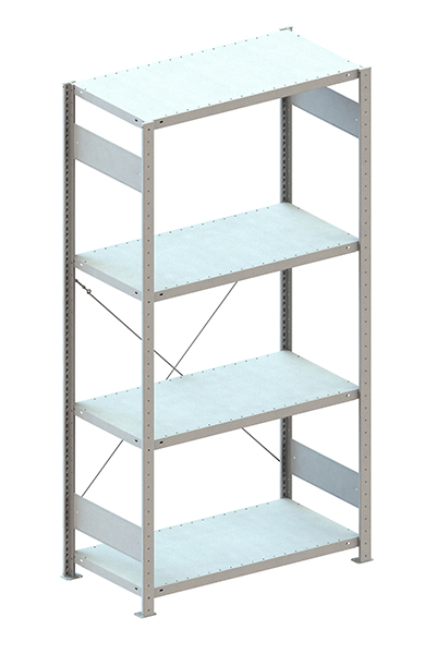 META Rack de stockage sans vis, hauteur x largeur x profondeur 2000 x 1056 x 536 mm, 4 tablettes  ZOOM