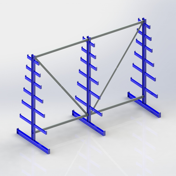 META Rayonnage cantilever universel Atlas ST, bilatéral - possibilité d’installation flexible librement dans la pièce, hauteur 2000 mm, 7 niveaux  ZOOM