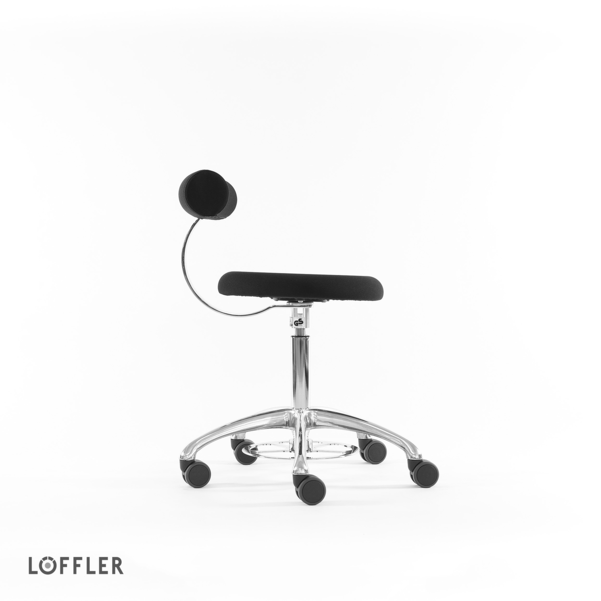 Löffler Tabouret Aogo, assise noir, roulettes  ZOOM