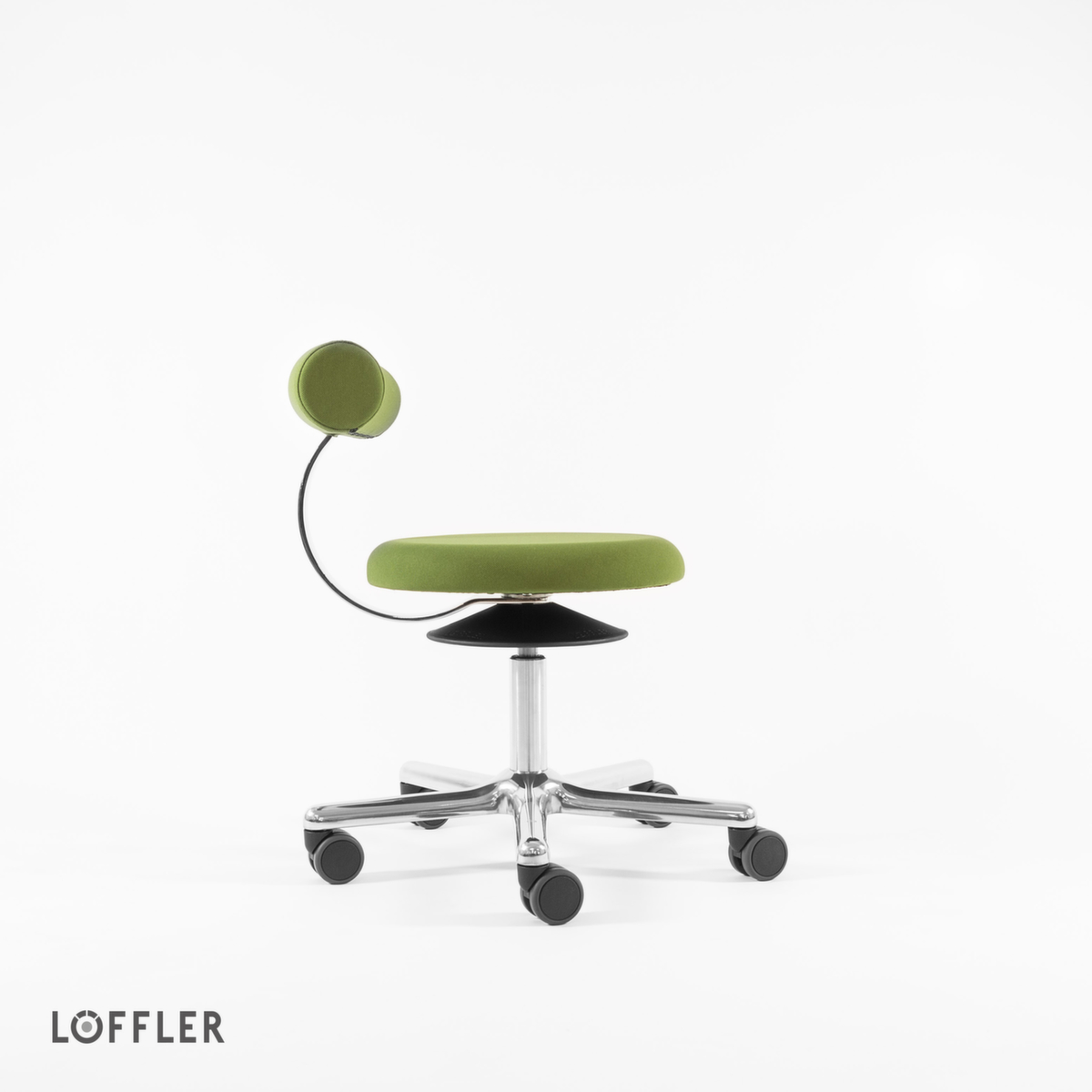 Löffler Tabouret Aogo, assise vert, roulettes  ZOOM