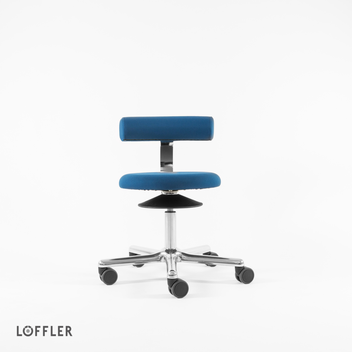 Löffler Tabouret Aogo, assise bleu, roulettes