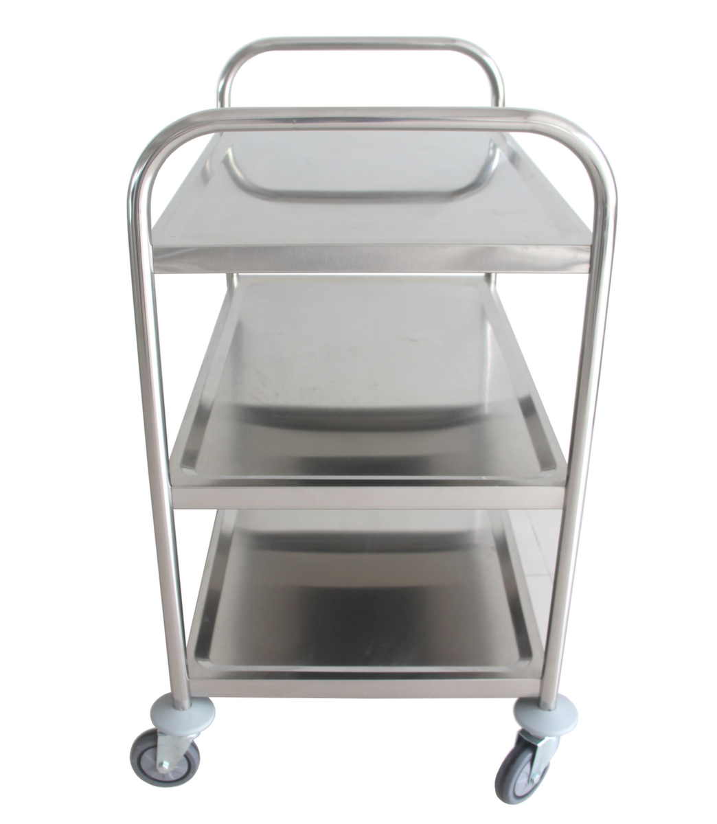 Chariot pour l'alimentaire en acier inoxydable, force 150 kg, 3 plateaux  ZOOM