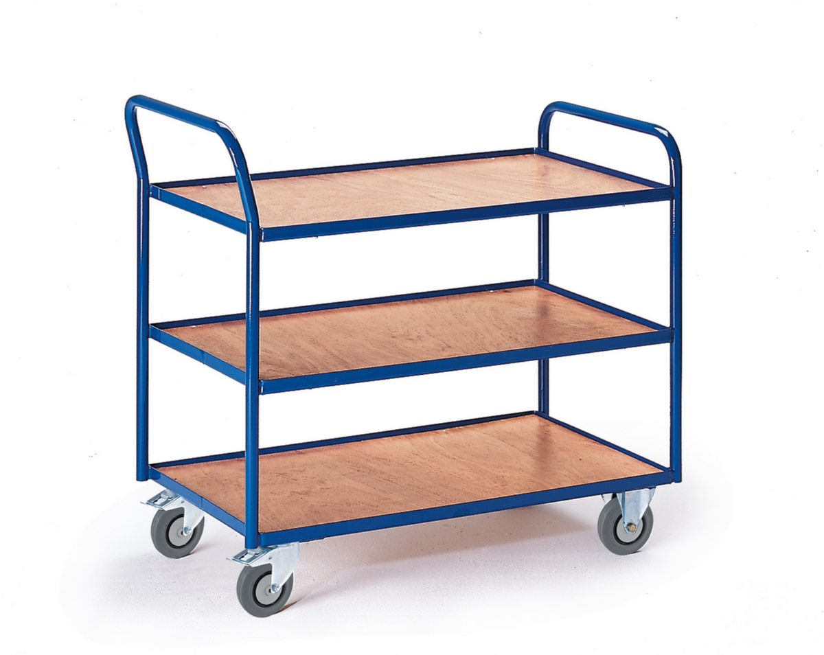 Rollcart Chariot à plateaux avec rebords 790x490 mm, force 250 kg, 3 plateaux