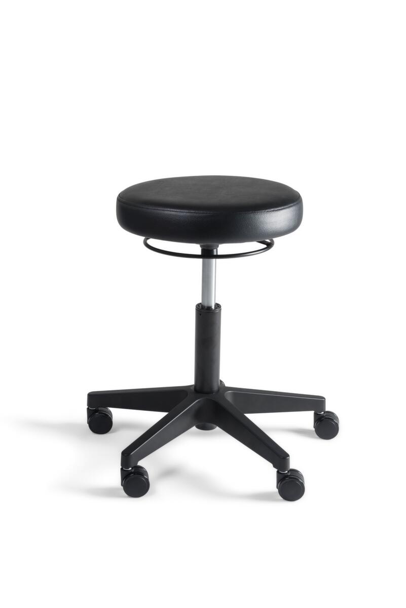 tabouret pivotant avec revêtement en similicuir, assise noir, 5 roulettes  ZOOM