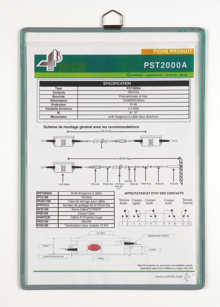 tarifold Pochette pour brochure suspendue, DIN A4, fixation avec œillet métallique  ZOOM