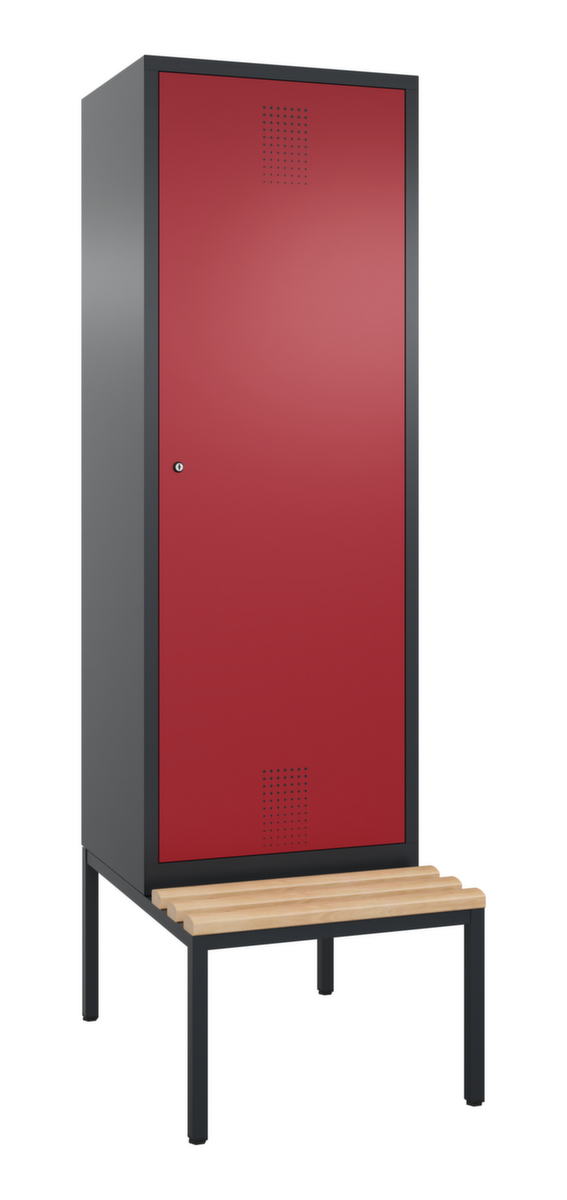 C+P Armoire vestiaire Evolo avec banc intégré + 2 compartiments avec 1 porte, largeur de compartiment 300 mm