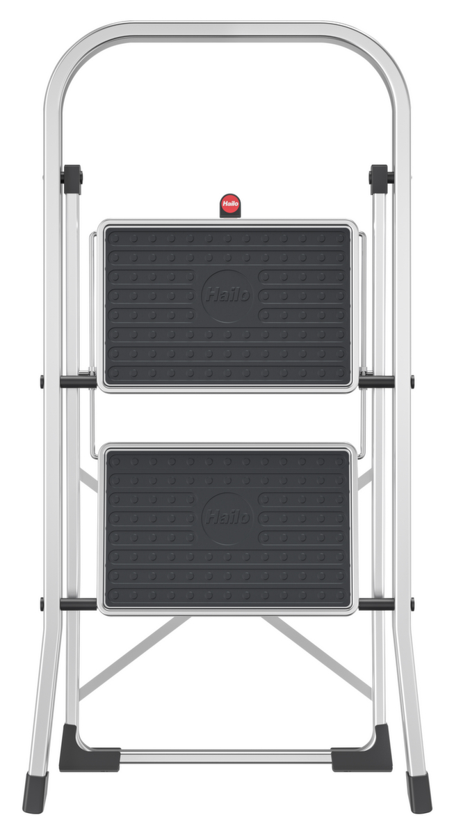 Hailo Marchepied pliant avec étrier de sécurité, hauteur d’estrade 460 mm, gris argent  ZOOM