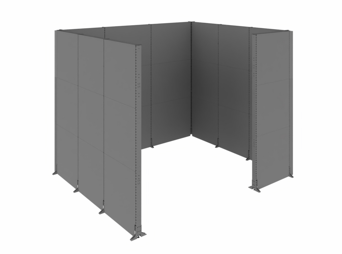 kit pour cloison acoustique démontable, hauteur x largeur 2960 x 3500 mm, paroi RAL7037 gris poussière